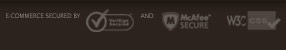 VeriSign Secured, McAfee Secure, W3C CSS compliant